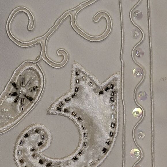 #164  R&M RICHARDS By KAREN WONG, IVORY EMBROIDERED JACKET& LONG SKIRT.Sz.12 - Picture 14 of 15